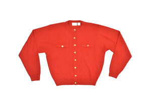 Vintage Kerri & Kelsey Red Cardigan Sweater Regular Size L Golden Buttons